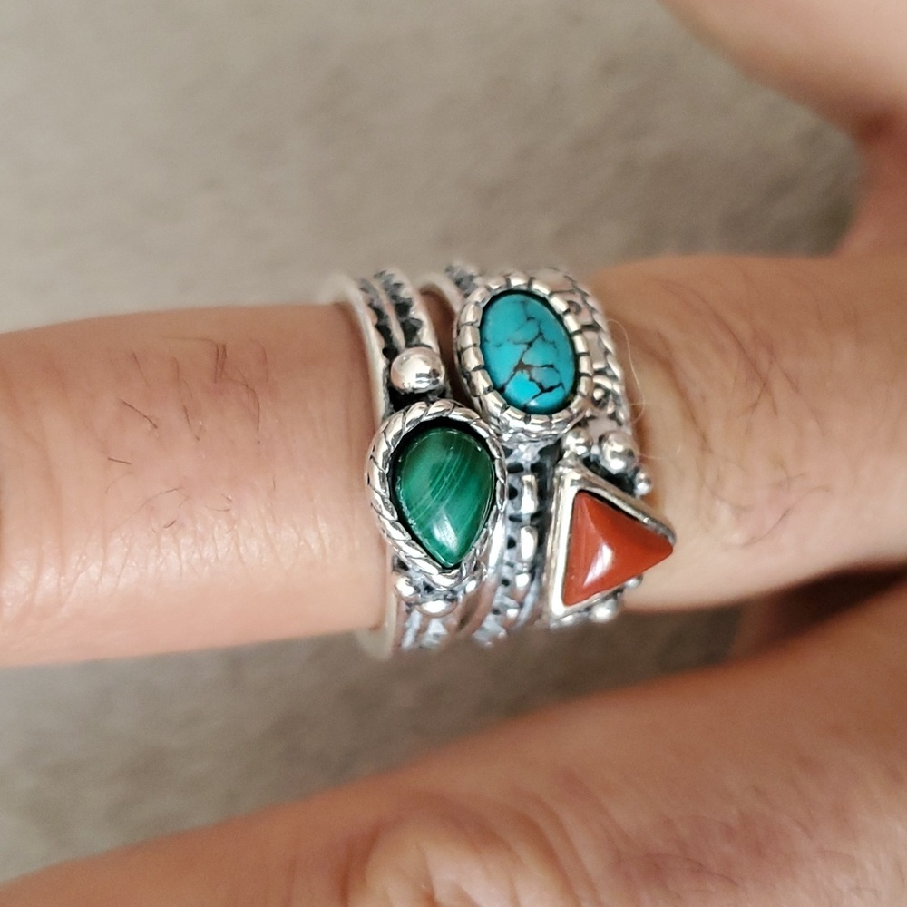 Stackable Silver Ring Trio - image 1